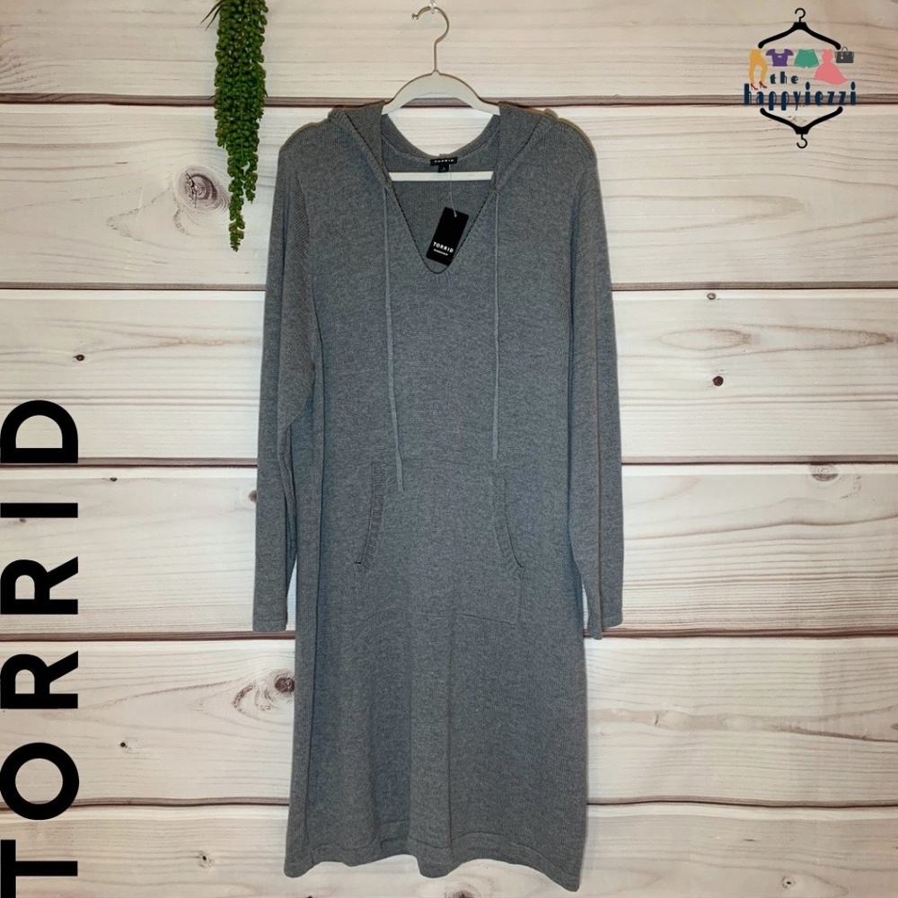 NWT TORRID Grey Hooded Sweater Dress Size 4